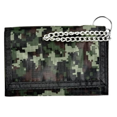 R70 Men's Trifold Nylon Green Wallet with Chain