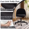 thumbnail image 4 of Ktaxon Armless Home Office Desk Chair Cute Mid Back Vanity Stool Teddy Velvet Swivel Task Chairs with Wheels Black, 4 of 9