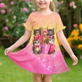 thumbnail image 4 of Robe d'Été pour Fille, Manches Courtes à Col Rond à Imprimé Floral, Robe Décontractée en Tissu Doux pour Tout-Petits, Rendez-Vous de Jeu, Fête d'Anniversaire, Tenue Quotidienne, 4 of 9