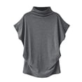 thumbnail image 1 of AMERTEER Blouse Décontractée en Coton à Manches Courtes et Col Roulé pour Femmes, Grande Taille, 1 of 4