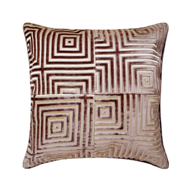 The HomeCentric Decorative Brown 18"x18" (45x45 cm) Pillow Covers, Velvet Maze Pattern & Patchwork Throw Pillows For Sofa, Geometric Pattern Modern Style - Web Series