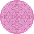 thumbnail image 1 of Ahgly Company Tapis Rond Lavable en Machine Intérieur Transitionnel Rose Néon, 3 Pieds Rond, 1 of 7