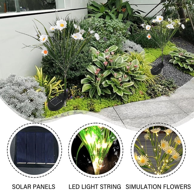 Boovnll Solar Garden Lights, Forty-Two LED Daisies Lights, For Yard, Gardens Decor