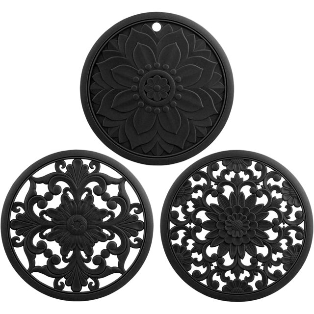 Trivets for Hot Dishes Hot Pads Kitchen Silicone Pot Holders Silicone Mats for Kitchen Counter Trivet for Hot Pots & Pans Heat Mat for Table Round Trivet Mat Set