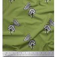 thumbnail image 1 of Soimoi Green Polyester Crepe Fabric Floral & Insect Print Fabric by Yard 52 Inch Wide, 1 of 3
