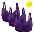 thumbnail image 1 of Bras for Women, 3PC Womans Large Size Solid Color Without Steel Ring Gathering Comfortable Bras Daily Bra, 1 of 3