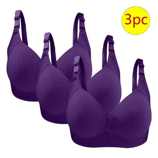 Bras for Women, 3PC Womans Large Size Solid Color Without Steel Ring Gathering Comfortable Bras Daily Bra
