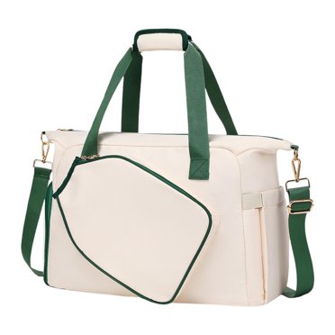 jinwen Pickleball Racket Bag Carrying Bag Handbag Crossbody Bag Pickleball Bag Tote White Green