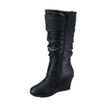 thumbnail image 3 of Bottes Mode pour Femmes à Fermeture Éclair Hauteur Genou, Talon Compensé Décontracté, Chaussures d'Hiver ( Noir, 9), 3 of 5