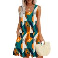 thumbnail image 1 of Ovzne Robes Grande Taille pour Femmes aux Formes Robe d'Été Femmes Décontractée Ample Robe d'Été Imprimée Sans Manches Ensemble Haut/chemise à Col en V Robe de Vacances Imprimée Liquidation, 1 of 6