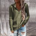 thumbnail image 2 of Hauts à Manches Longues pour Femmes Décontractés Mode Décontractée Chandail à Capuche Uni à Manches Longues pour Femmes Hauts Zippés Cardigan Manteau pour Dames, 2 of 5