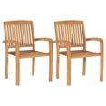 thumbnail image 2 of vidaXL Garden Chairs 2 pcs with Light Blue Cushions Solid Teak Wood, 2 of 5