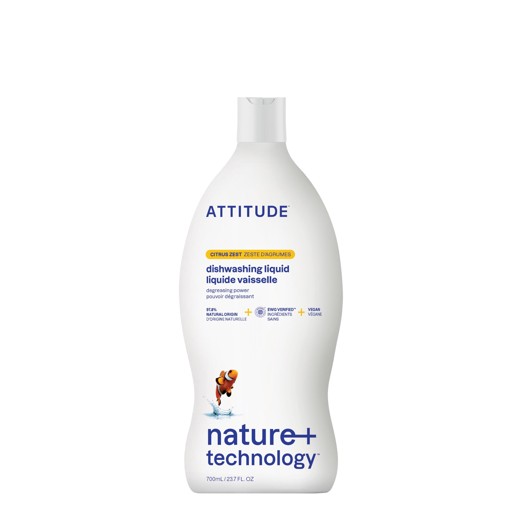ATTITUDE nature+ technology, Liquide Vaisselle, Zeste d'Agrumes, 700 mL