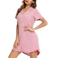 thumbnail image 2 of Pxiakgy Pyjamas pour Femmes Pyjamas pour Femmes Robe Boutonnée Manches Courtes Vêtements de Nuit Printemps Été Vêtements de Nuit Simples à la Maison Pyjamas Chemises de Nuit pour Femmes RD2 + TTG, 2 of 6
