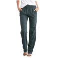 thumbnail image 1 of Women Pants Casual Yoga Straight Leg Comfy Drawstring Lounge Running Long Active Sweat Plus Size Cargo Trousers, 1 of 3