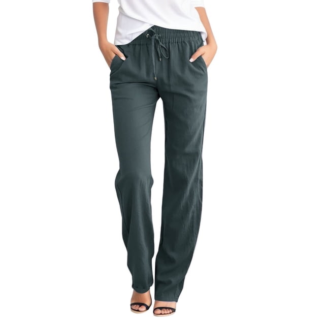Women Pants Casual Yoga Straight Leg Comfy Drawstring Lounge Running Long Active Sweat Plus Size Cargo Trousers