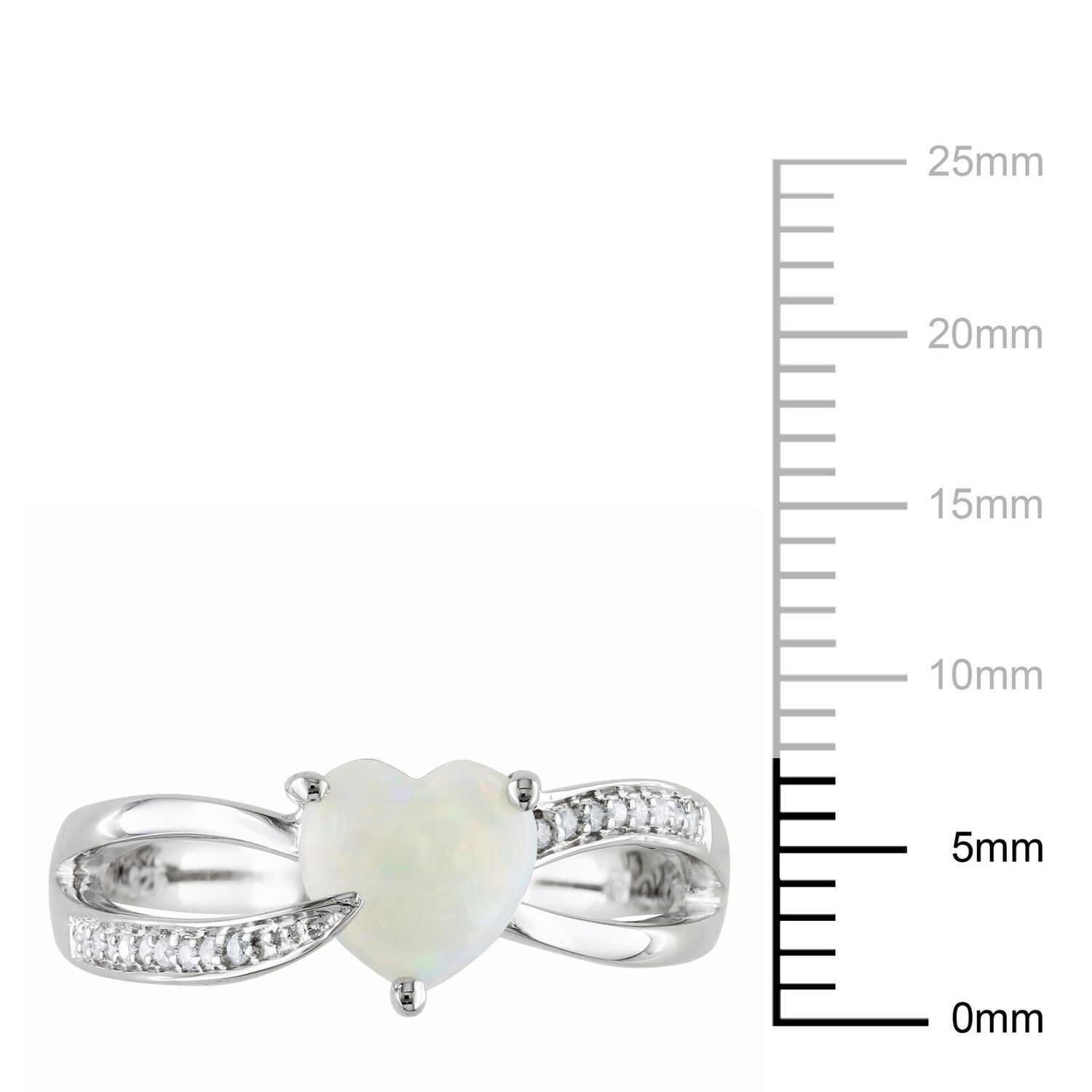 Bague avec opale en forme de cœur 0,88 ct PBT et accents de diamants en argent sterling
