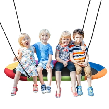 Gymax Balançoire Soucoupe de 60 Pieds' pour Arbre, Surf, Extérieur, Ajustable, pour Enfants, Grande Plateforme Ovale, Ensemble de Balançoire Coloré