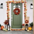 thumbnail image 4 of EGNMCR Halloween Thanksgiving Decorations Artificial Leaf Garland Rattan Hanging Pumpkin Maple Leaf Garland Indoor Home Halloween Christmas Party Fireplace Decorations Plasti c Maple Leaf Rattans, 4 of 6