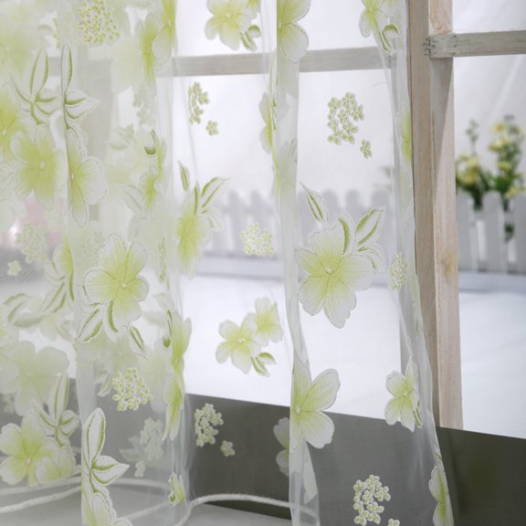 EGNMCR Rideaux, Rideaux pour Chambre Fleur Voilage Transparent Tulle Fenêtre Voile Draperie Cantonnière 1 Panneau Tissu Rideau
