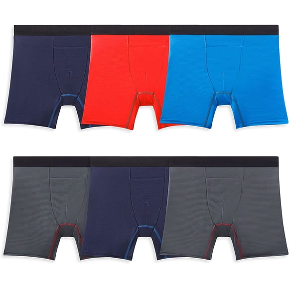 Fruit Of The Loom Mens 360 Stretch Cooling Channels Boxer Brief Assorted 6 Pack,