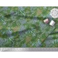 thumbnail image 1 of Soimoi Tissu Satin Modal Vert Feuilles & Floral Imprimé à la Main 1 Yard 42 Pouces de Large, 1 of 2
