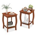 thumbnail image 1 of Gymax 2-Tier Square End Table Set of 2 Narrow Sofa Side Nightstand w/ Storage Shelf, 1 of 9