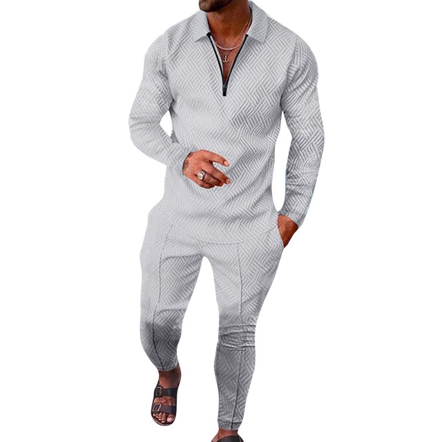 Innerwin Jogger Sets 2 Pcs Mens Tracksuit Set Sports Two Pieces Casual Sweatshirts+Pant Outfits HCXTZ-2 L