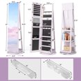 thumbnail image 3 of Gymax 360° Rotating Mirrored Jewelry Cabinet Armoire 3 Color LED Modes Lockable Light Purple, 3 of 10