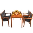 thumbnail image 2 of Costway 4PCS Patio Rattan Dining Furniture Set Acacia Wood Frame Chair Loveseat, 2 of 8