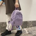 thumbnail image 4 of Fashion Women Solid Color Backpack Students Canvas School Knapsacks (Black), 4 of 9
