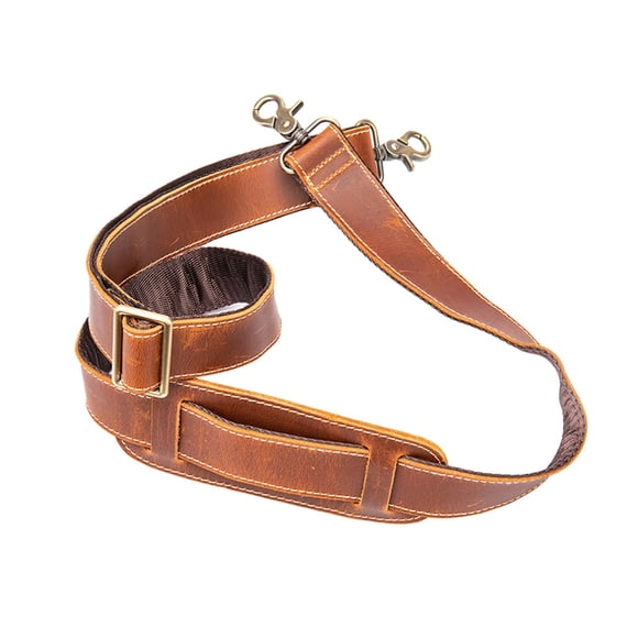 Bunblic Leather Bag Strap with Metal Hook Versatile Crossbody Strap Detachable Shoulder Strap for Wallet Clutch Briefcase Accessories Brown