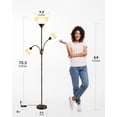 thumbnail image 3 of Floor Lamp, Standing Lamp, 71" Tall Lamps for Living Room, 3 Way Switch, Plastic Lampshade, Torchiere Tree Lamp with Reading Light, Modern Pole Lamps for, 3 of 8