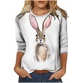 thumbnail image 2 of Hauts d'Été pour Femmes, Imprimé Animal Original, Col Rond, Manches Longues, Hauts Décontractés, Blouse, Hauts à Manches 3/4 pour Femmes en Liquidation, 2 of 5