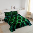 thumbnail image 3 of Erosebridal Chic Honeycomb Comforter Sets Queen Size, Lime Green Comforters & Duvets, Abstract Geometry Decor, Reversible, 3 of 8