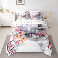 thumbnail image 2 of YST Cherry Blossoms and Butterflies 7-Piece Comforter Set, Full, Pink, Grey Ink Painting, Japanese Style, Mount Fuji, 2 of 4