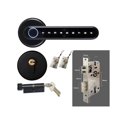 thumbnail image 1 of Serrure de Porte, Serrure Biométrique Intelligente à Empreinte Digitale avec Télécommande Compatible Bluetooth et Application Tuya pour Porte Intérieure en Bois et Métal, Facile à Installer, 1 of 7