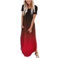 thumbnail image 2 of Pisexur Robe à Manches Courtes à Col Rond Robes Maxi pour Femmes Été Décontracté Col Rond Manches Courtes Fente Vacances Plage Longue Robe Robe pour Femmes en Liquidation, 2 of 7