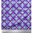 thumbnail image 1 of Soimoi Purple polyester Crepe Fabric Arrow & Diamond Geometric Printed Fabric 1 Yard 42 Inch Wide, 1 of 1
