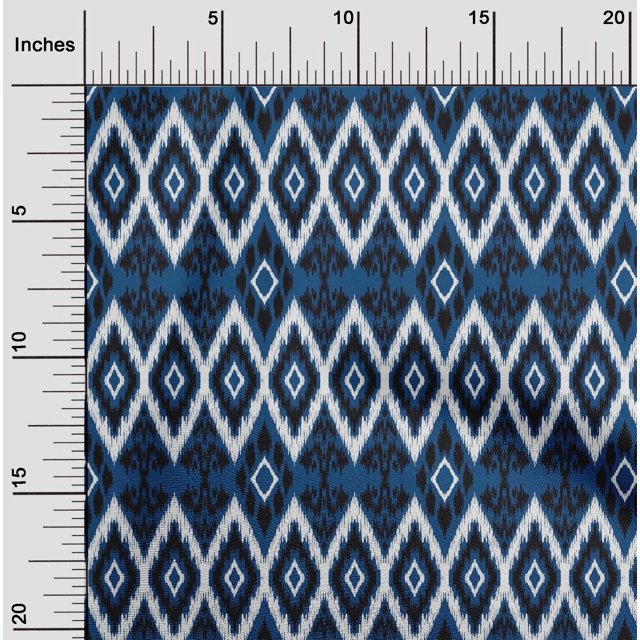 oneOone Cotton Cambric Fabric Geometric Ikat Print Fabric BTY 56 Inch Wide