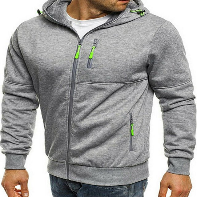 Mens Long Sleeve Zip Up Hoodie Jacket Sweatshirt