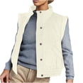 thumbnail image 2 of Women's Casual Solid Color Lapel Hooded Sleeveless Jacket with Elastic Hem for Spring and Summer, 2 of 8
