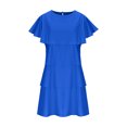 thumbnail image 4 of Gspmoly Robes Grande Taille pour Femmes aux Formes, Robe Décontractée pour Femme de Couleur Unie avec Châle, Col Rond, Robe à Col Rond, Robe de Cocktail jusqu'à 70 % de Rabais, 4 of 6