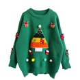 thumbnail image 1 of TIMIFIS Chandails de Noël Laids pour Femmes Automne Manches Longues Mignon Renne Arbre de Noël Imprimé Col Rond Hauts Chandail Décontracté Hiver Extensible Chandail Tricoté, 1 of 5