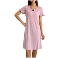 thumbnail image 4 of FAIWAD Robe de Nuit à Manches Courtes pour Femmes, Douce et Rembourrée, Robe de Nuit d'Été Courte, Robe de Pyjama Confortable, Robe T-Shirt, 4 of 5