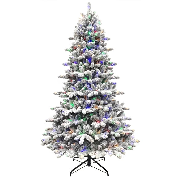 Holiday Time Sapin de Noël Deerfield en épicéa enneigé de 2,28 m, vert, Décoration de Noël Intérieure