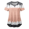 thumbnail image 1 of MesaSe Haut de Sarrau pour Femmes Mode Manches Courtes Col en V Hauts Uniforme de Travail Imprimé Blouse à Poche Hauts, 1 of 4