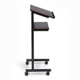 thumbnail image 3 of Wheeled Lectern with Storage Shelf - Cherry/Black - Compact Standing Desk for Reading - Laptop Stand, 3 of 5