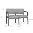 thumbnail image 3 of Lenox Steel Reception Waiting Room Healthcare Loveseat / Black Steel / Brown, 3 of 5