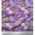 thumbnail image 1 of Soimoi Purple polyester Crepe Fabric Crab,Shell & Coral Ocean Print Fabric by Yard 52 Inch Wide, 1 of 3